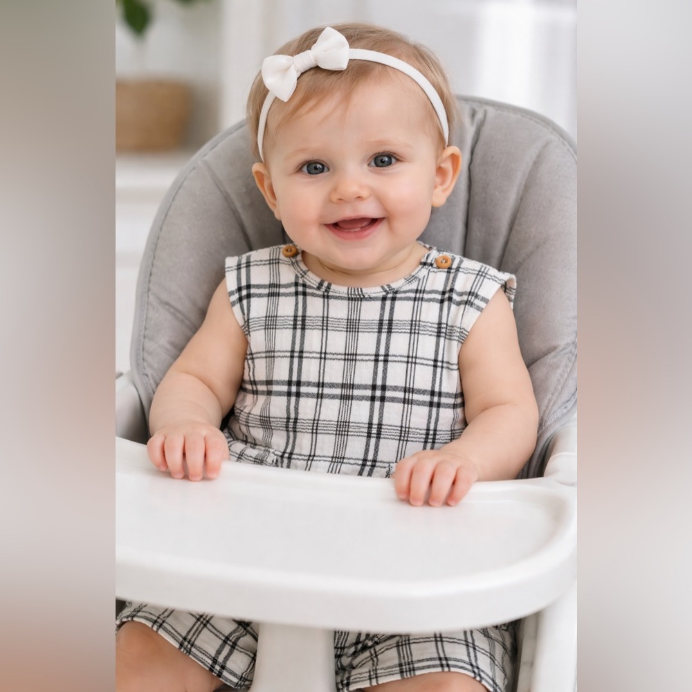 Cotton Plaid Dress. Black and white.